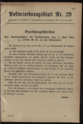 Post- und Telegraphen-Verordnungsblatt für das Verwaltungsgebiet des K.-K. Handelsministeriums 19220602 Seite: 1