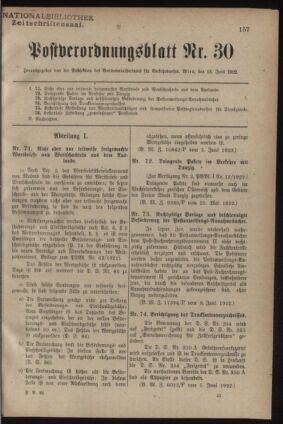 Post- und Telegraphen-Verordnungsblatt für das Verwaltungsgebiet des K.-K. Handelsministeriums 19220613 Seite: 1