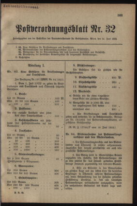 Post- und Telegraphen-Verordnungsblatt für das Verwaltungsgebiet des K.-K. Handelsministeriums 19220624 Seite: 1