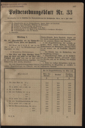 Post- und Telegraphen-Verordnungsblatt für das Verwaltungsgebiet des K.-K. Handelsministeriums 19220705 Seite: 1