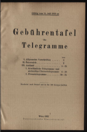 Post- und Telegraphen-Verordnungsblatt für das Verwaltungsgebiet des K.-K. Handelsministeriums 19220705 Seite: 7