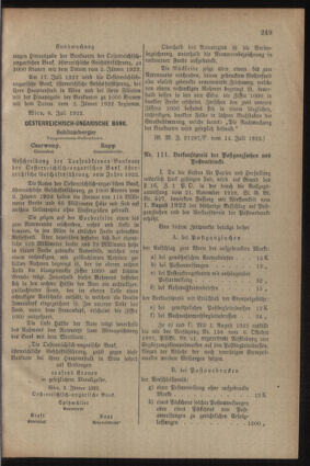 Post- und Telegraphen-Verordnungsblatt für das Verwaltungsgebiet des K.-K. Handelsministeriums 19220722 Seite: 3