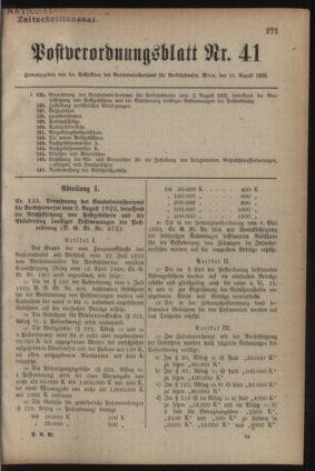 Post- und Telegraphen-Verordnungsblatt für das Verwaltungsgebiet des K.-K. Handelsministeriums 19220810 Seite: 1