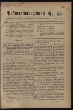 Post- und Telegraphen-Verordnungsblatt für das Verwaltungsgebiet des K.-K. Handelsministeriums 19221018 Seite: 1