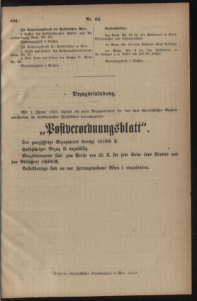 Post- und Telegraphen-Verordnungsblatt für das Verwaltungsgebiet des K.-K. Handelsministeriums 19221222 Seite: 9