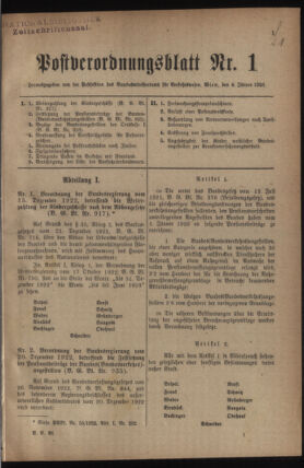 Post- und Telegraphen-Verordnungsblatt für das Verwaltungsgebiet des K.-K. Handelsministeriums 19230108 Seite: 1