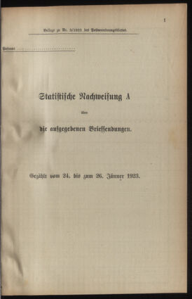 Post- und Telegraphen-Verordnungsblatt für das Verwaltungsgebiet des K.-K. Handelsministeriums 19230115 Seite: 3