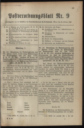 Post- und Telegraphen-Verordnungsblatt für das Verwaltungsgebiet des K.-K. Handelsministeriums 19230221 Seite: 1