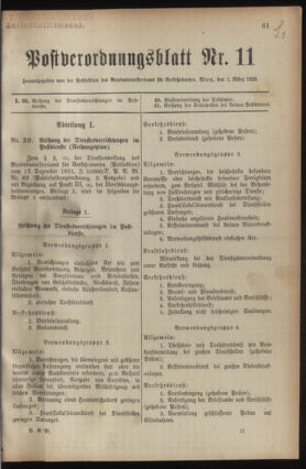 Post- und Telegraphen-Verordnungsblatt für das Verwaltungsgebiet des K.-K. Handelsministeriums 19230301 Seite: 1