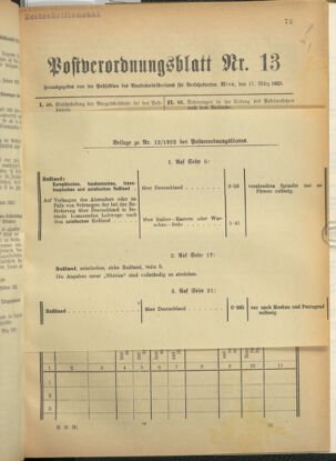 Post- und Telegraphen-Verordnungsblatt für das Verwaltungsgebiet des K.-K. Handelsministeriums 19230317 Seite: 1