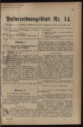 Post- und Telegraphen-Verordnungsblatt für das Verwaltungsgebiet des K.-K. Handelsministeriums 19230323 Seite: 1