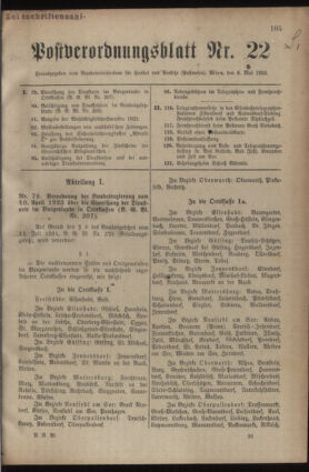 Post- und Telegraphen-Verordnungsblatt für das Verwaltungsgebiet des K.-K. Handelsministeriums 19230508 Seite: 1