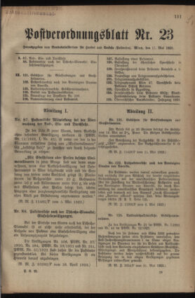 Post- und Telegraphen-Verordnungsblatt für das Verwaltungsgebiet des K.-K. Handelsministeriums 19230517 Seite: 1