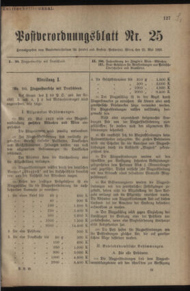 Post- und Telegraphen-Verordnungsblatt für das Verwaltungsgebiet des K.-K. Handelsministeriums 19230522 Seite: 1