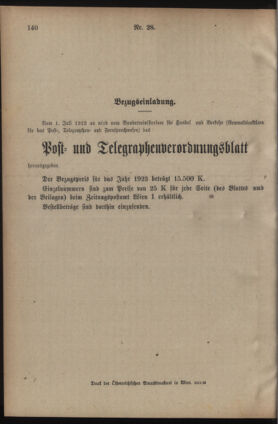 Post- und Telegraphen-Verordnungsblatt für das Verwaltungsgebiet des K.-K. Handelsministeriums 19230609 Seite: 4