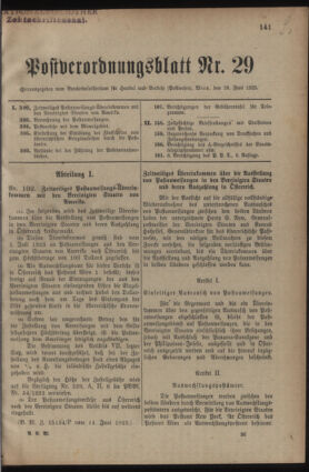 Post- und Telegraphen-Verordnungsblatt für das Verwaltungsgebiet des K.-K. Handelsministeriums 19230618 Seite: 1