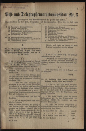 Post- und Telegraphen-Verordnungsblatt für das Verwaltungsgebiet des K.-K. Handelsministeriums 19230719 Seite: 1