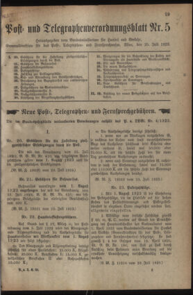 Post- und Telegraphen-Verordnungsblatt für das Verwaltungsgebiet des K.-K. Handelsministeriums 19230725 Seite: 7