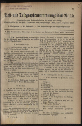 Post- und Telegraphen-Verordnungsblatt für das Verwaltungsgebiet des K.-K. Handelsministeriums