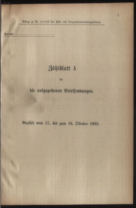 Post- und Telegraphen-Verordnungsblatt für das Verwaltungsgebiet des K.-K. Handelsministeriums 19231006 Seite: 5