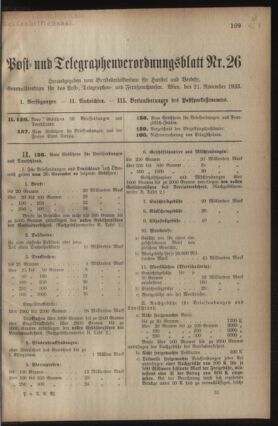 Post- und Telegraphen-Verordnungsblatt für das Verwaltungsgebiet des K.-K. Handelsministeriums 19231121 Seite: 1