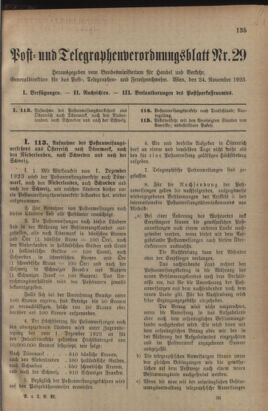 Post- und Telegraphen-Verordnungsblatt für das Verwaltungsgebiet des K.-K. Handelsministeriums 19231124 Seite: 1