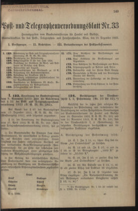 Post- und Telegraphen-Verordnungsblatt für das Verwaltungsgebiet des K.-K. Handelsministeriums 19231210 Seite: 1