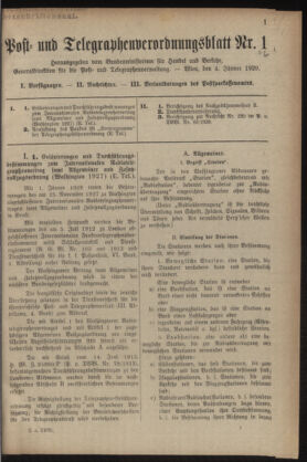 Post- und Telegraphen-Verordnungsblatt für das Verwaltungsgebiet des K.-K. Handelsministeriums 19290104 Seite: 1