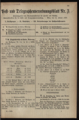 Post- und Telegraphen-Verordnungsblatt für das Verwaltungsgebiet des K.-K. Handelsministeriums 19290114 Seite: 1