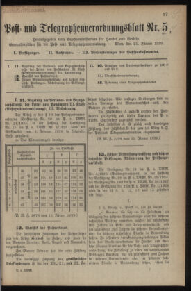 Post- und Telegraphen-Verordnungsblatt für das Verwaltungsgebiet des K.-K. Handelsministeriums 19290121 Seite: 1