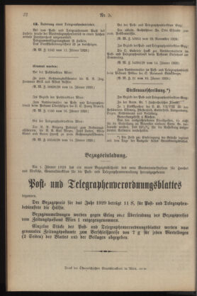 Post- und Telegraphen-Verordnungsblatt für das Verwaltungsgebiet des K.-K. Handelsministeriums 19290121 Seite: 6