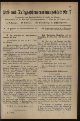 Post- und Telegraphen-Verordnungsblatt für das Verwaltungsgebiet des K.-K. Handelsministeriums 19290125 Seite: 1