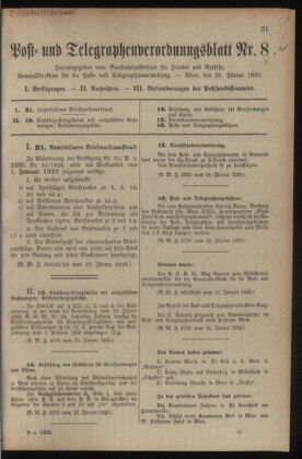 Post- und Telegraphen-Verordnungsblatt für das Verwaltungsgebiet des K.-K. Handelsministeriums 19290128 Seite: 1