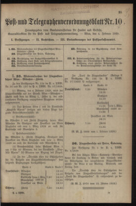 Post- und Telegraphen-Verordnungsblatt für das Verwaltungsgebiet des K.-K. Handelsministeriums 19290204 Seite: 1