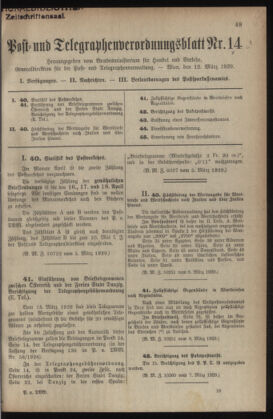 Post- und Telegraphen-Verordnungsblatt für das Verwaltungsgebiet des K.-K. Handelsministeriums 19290312 Seite: 1