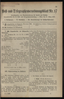 Post- und Telegraphen-Verordnungsblatt für das Verwaltungsgebiet des K.-K. Handelsministeriums 19290327 Seite: 1