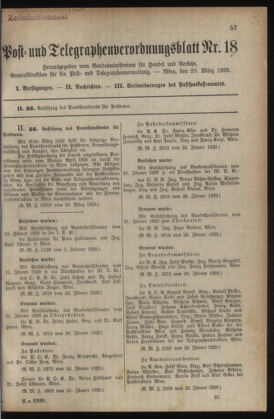 Post- und Telegraphen-Verordnungsblatt für das Verwaltungsgebiet des K.-K. Handelsministeriums 19290329 Seite: 1