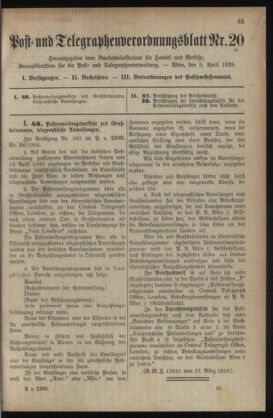 Post- und Telegraphen-Verordnungsblatt für das Verwaltungsgebiet des K.-K. Handelsministeriums 19290405 Seite: 1