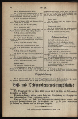 Post- und Telegraphen-Verordnungsblatt für das Verwaltungsgebiet des K.-K. Handelsministeriums 19290410 Seite: 4