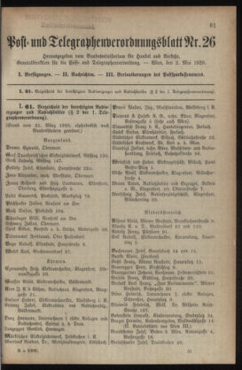 Post- und Telegraphen-Verordnungsblatt für das Verwaltungsgebiet des K.-K. Handelsministeriums