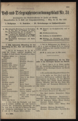 Post- und Telegraphen-Verordnungsblatt für das Verwaltungsgebiet des K.-K. Handelsministeriums 19290522 Seite: 1