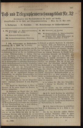 Post- und Telegraphen-Verordnungsblatt für das Verwaltungsgebiet des K.-K. Handelsministeriums 19290526 Seite: 1