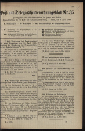 Post- und Telegraphen-Verordnungsblatt für das Verwaltungsgebiet des K.-K. Handelsministeriums 19290604 Seite: 1