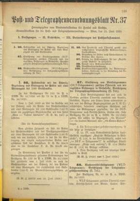 Post- und Telegraphen-Verordnungsblatt für das Verwaltungsgebiet des K.-K. Handelsministeriums 19290615 Seite: 1