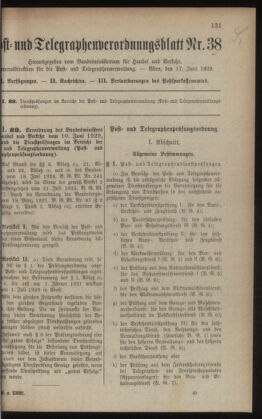 Post- und Telegraphen-Verordnungsblatt für das Verwaltungsgebiet des K.-K. Handelsministeriums 19290617 Seite: 1