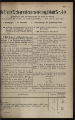 Post- und Telegraphen-Verordnungsblatt für das Verwaltungsgebiet des K.-K. Handelsministeriums 19290626 Seite: 1