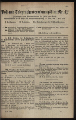 Post- und Telegraphen-Verordnungsblatt für das Verwaltungsgebiet des K.-K. Handelsministeriums 19290701 Seite: 1