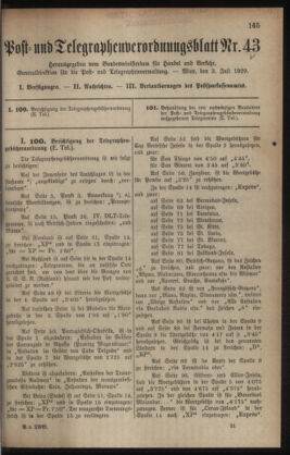 Post- und Telegraphen-Verordnungsblatt für das Verwaltungsgebiet des K.-K. Handelsministeriums 19290703 Seite: 1