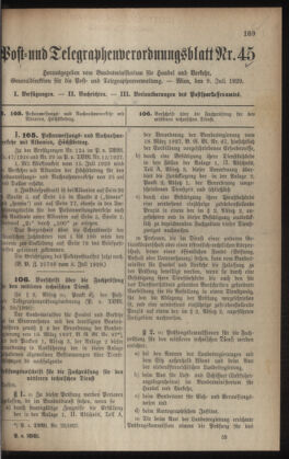 Post- und Telegraphen-Verordnungsblatt für das Verwaltungsgebiet des K.-K. Handelsministeriums 19290709 Seite: 1