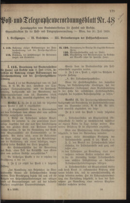 Post- und Telegraphen-Verordnungsblatt für das Verwaltungsgebiet des K.-K. Handelsministeriums 19290720 Seite: 1